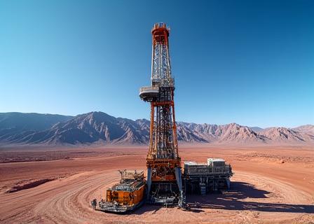 Perforadora gigante en una mina a tajo abierto