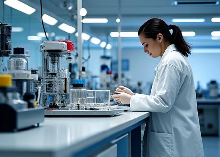 Imagen de un laboratorio metalúrgico con equipos de análisis